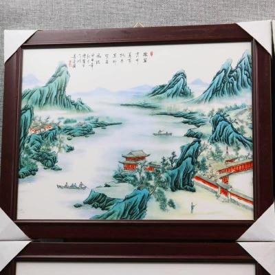 TRANH SỨ 4 TẤM HỌA TIẾT SƠN THỦY HỮU TÌNH